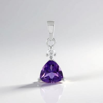 Cavill - Zilveren Hanger 925 Sterling Zilver Geplatineerd - Amethist 1 4 ct Triljant Geslepen - Cambodjaanse Zirkonia - Elegante Edelsteen Sieraden