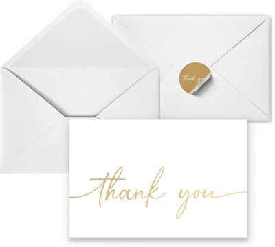 Bedankkaarten Set - 20 Stuks met Stijlvolle Matte Gouden Foliedruk