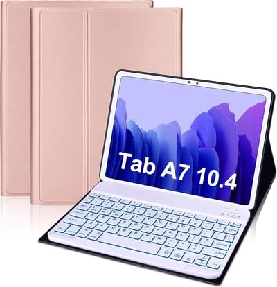 Ntech Bluetooth QWERTY Toetsenbordhoes - Geschikt voor Samsung Galaxy Tab A7 10.4 Inch - Rozegoud