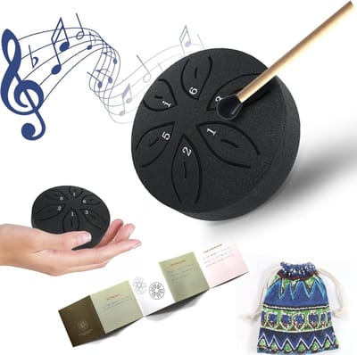 Mini Stalen Tongtrommel 6 Tonen - Draagbaar Slagwerkinstrument voor Meditatie en Yoga