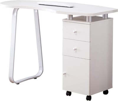 TIM® Manicure Tafel met Afzuiging – Nageltafel – Bureau – Op Wieltjes – Met Draagtas – Opvouwbaar – Wit - 120cm x 54cm x 81cm