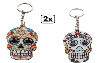 2x Sleutelhanger Day of the Dead Retro - Halloween horror thema feest festival fun