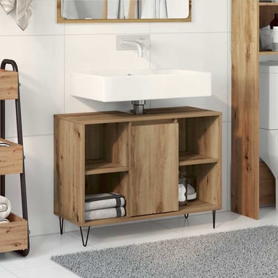 vidaXL - Badkamerkast - Artisan - Eiken - 80 - x - 33 - x - 60 - cm - Bewerkt - hout