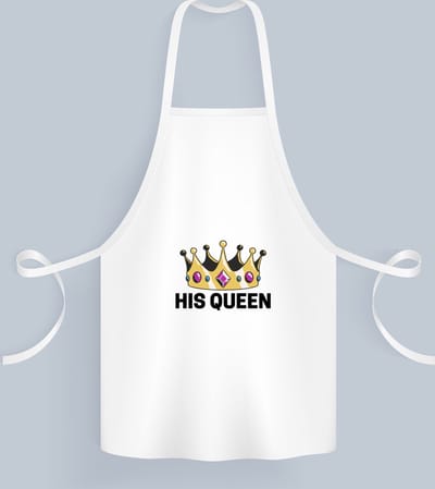 Akyol - his queen Keukenschort - Koningin - iemand die zich voelt als een koningin - valentijnsdag - verjaardag - cadeautje voor vriendin - kado - geschenk - 82 bij 71 cm
