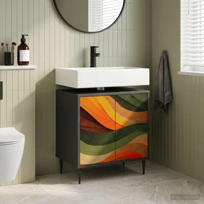 vidaXL - Badkamerkast - BONN - Zwart - eiken - 60 - x - 40 - x - 61 - cm - Bewerkt - hout