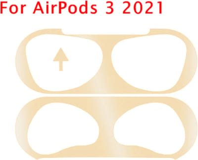 Sticker geschikt voor Airpods 3 2021 - Accessoire voor Airpods 3 - Anti magnetisch stof - Vuil bescherming - Goud Sticker 2 stuks