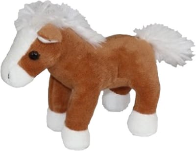 Cornelissen pluche knuffeldier paardje - bruin/wit - 19 cm - boerderijdieren - Paarden knuffels