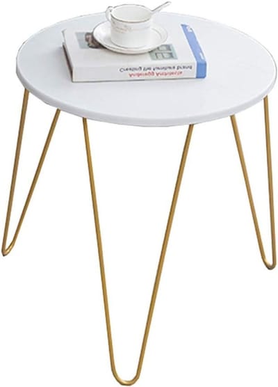 Ronde bijzettafel - Eindtafel nachtkastje - Woonkamer meubel - Massief hout metaal - Maat M - Kleur B