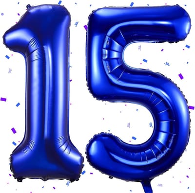 XXL Cijferballon 15 Donkerblauw - Folieballon 101 cm voor Verjaardag of Jubileum