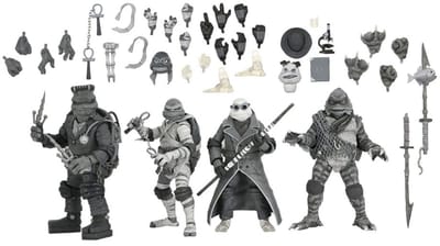 NECA Universal Monsters x Teenage Mutant Ninja Turtles Action Figuur 4-Pack Turtles Black & White 18 cm Action Figuur