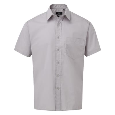 Premier Herenshirt met korte mouwen Popeline (Zilver)