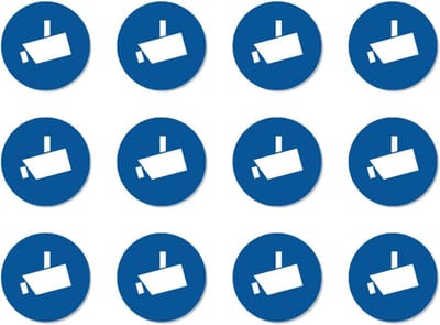 Veiligheidsstickers - Camera Stickers - Object Beveiligen - Waterproof UV Bestendig - Ø 2.5 cm 12 Stuks - Blauw
