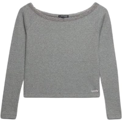 Dames T-shirt met kant Superdry Ath Ess