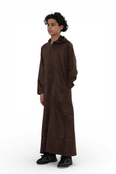 Kinderen Jongens Capuchon Eid Bruine Marokkaanse Jubba Robe Ramadan Eid Thobe - K-HM12