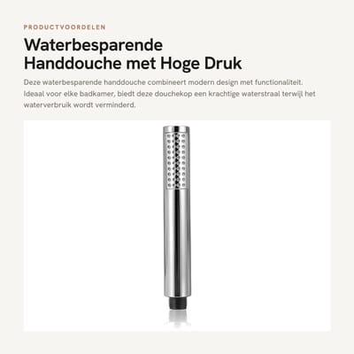 Dailygoods- Douchekop waterbesparend hoge druk - Handdouche - Kleine douchekop - Chroom ABS-behuizing - Antikalksproeiers - Innovatieve luchtinjectietechnologie