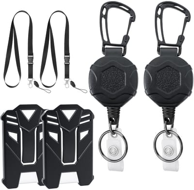 Dailygoods- Sleutelhanger Uittrekbaar - Sleutelhanger met Staalsnoer - ID-kaarthouder - Sleutelband - Sleutelketting - 80 cm Intrekbaar Snoer