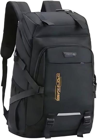 CarryQuest® - 60L Outdoor Rugzak - Oxford Polyester Reisrugzak met Laptopvak, Rugventilatie, Luchtkussenriemsysteem & Front-/Toploader - 55x31x21 cm - Zwart