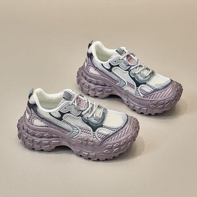 Zomer Paars Enkel Gaas Dad Schoenen Dames Platform Muffin Schoenen Nieuwe Dames Schoenen Gaas Dunne Sneakers Ademend 40 paars