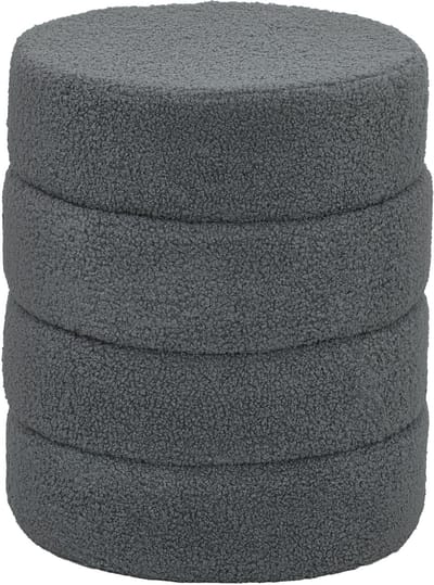 HOMCOM Voetenkrukje Polyester, schuim Ø40 x 45H cm Donkergrijs