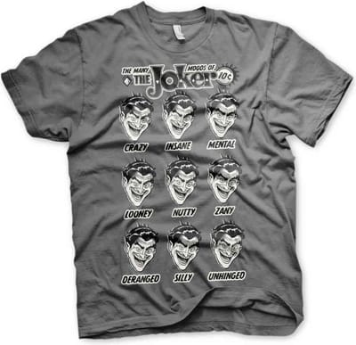 DC Comics Batman Heren Tshirt -S- The Many Moods Of The Joker Grijs