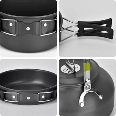 Draagbaar Campingkookgerei Set - Lichtgewicht Roestvrij Staal voor Outdoor, Kamperen en Wandelen