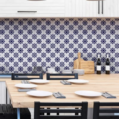 Zelfklevende muurtegelstickers voor keuken en badkamer - 60 AZULEJOS LISA tegelstickers - 60 stickers 20x20cm