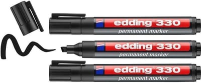 Permanent Marker - Zwart - 3 Stuks - Beitelpunt 1-5 mm - Watervast en Sneldrogend voor Diverse Oppervlakken