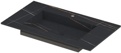 INK Post Wastafel Keramische Slab Envelop Bak met 1 Kraangat - 800x450x10 mm - Lauren Black Mat
