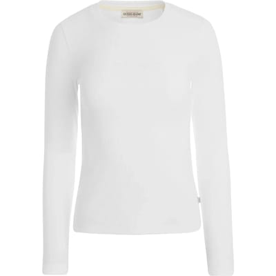 Slim fit lange mouw T-shirt met geborduurd logo voor dames Guess