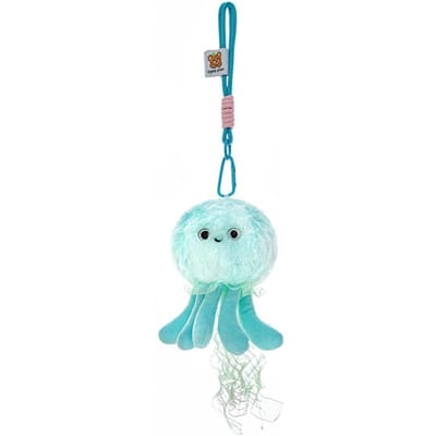 Ruban de Soie Charmant Porte-clés Méduse Créatif Pieuvre Organisme Marin Pendentif Mignon Doux Peluche Méduse Pendentif Décor de Sac à Dos white