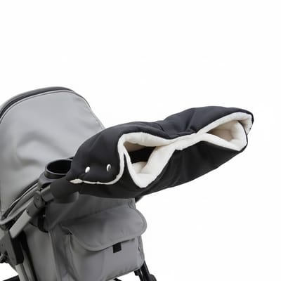 Handwarmers kinderwagen - Zwart - Warme handmoffen met teddy fleece - Waterdichte handwarmers - Winddicht - Universeel - Voor warme handen