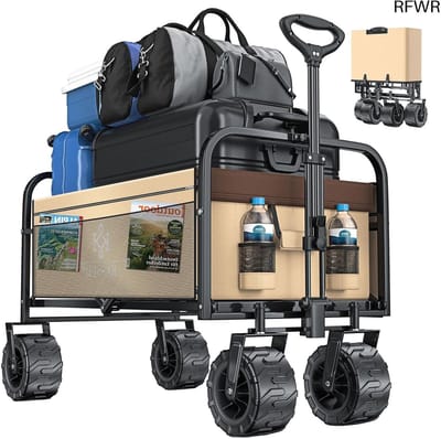 RFWR® Opvouwbare Bolderkar met Extra Brede Wielen - Tuindrolwagen voor Diverse Activiteiten