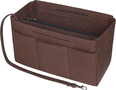 Famanu – Vilten handtasorganizer - bag-in-bag organizer handtas voering - draagtas organizer (6 kleuren - 3 maten) - Koffie - Large:30(L)x 15(W)x 16(H)CM