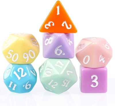 Lapi Toys - Dungeons and Dragons dobbelstenen - D&D dobbelstenen - D&D polydice - 1 set (7 stuks) - Pastel - Meerkleurig
