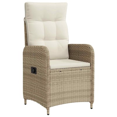 vidaXL - Ligstoel - voor - Tuin - Beige - en - Crème - Wit