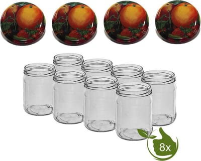 Glazenpotten - glazen potten - inmaak 500 ml met twist-off deksel (Fruit classic) 8 stuks