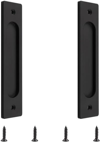 Set van 2 rechthoekige schuifdeurgrepen van aluminiumlegering met montageschroeven voor schuifdeur, mat zwart