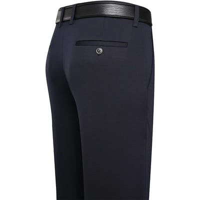 Herenbroeken Zomer Dunne Zakelijke Casual Broeken Klassiek Effen Kleur Elastisch Comfortabel Los Recht Herenkleding 42 marineblauwe kleur