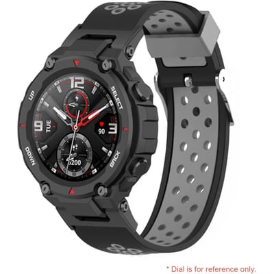 Bracelet de Montre en Silicone Compatible avec Huami Amazfit T Rex   T Rex Pro Bracelet de Rechange pour Série Huami Black & Grey gray