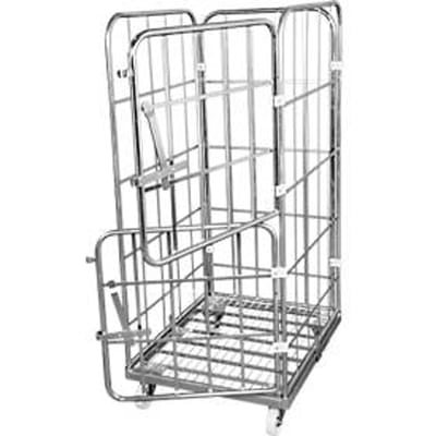 Rolcontainer, 4-zijdig, stalen grondplaat, met 2 halve voorwanden, H 1640 mm
