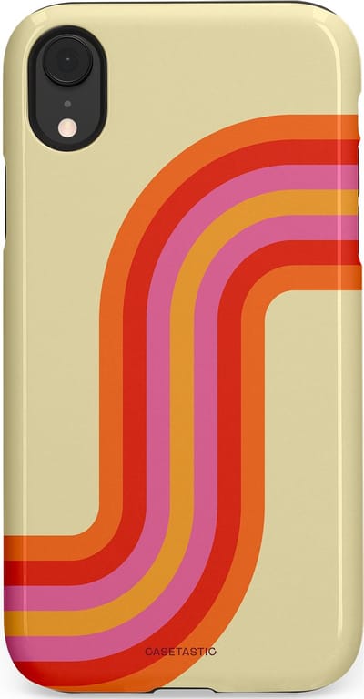 Casetastic hoesje geschikt voor Apple iPhone XR - Dubbellaagse bescherming - Retro bocht - Fashion Case - Zand Rood Oranje Roze