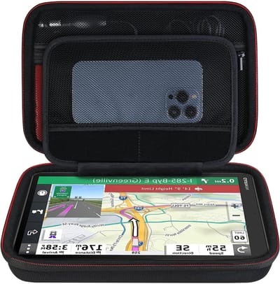 SnelShoppen - Hard GPS Draagtas voor 10 Inch Navigatiesysteem, Beschermende Case met Extra Mesh Vak voor Oplader en Kabel, Zwart