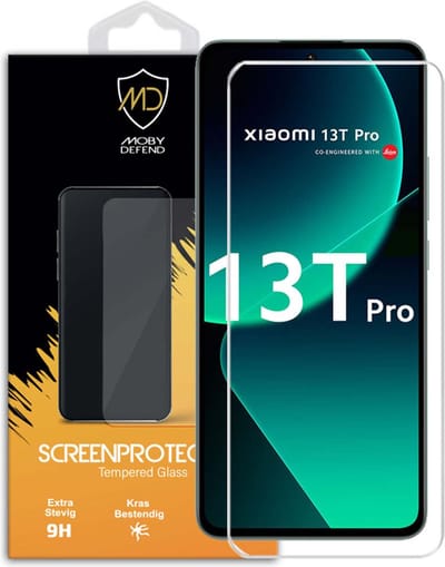 MobyDefend Screenprotector - Geschikt voor Xiaomi 13T Pro - Case-Friendly Screensaver - Gehard Glas