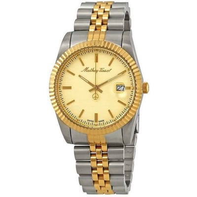 Mathey-Tissot Mathy III Tweekleurig Roestvrij Staal Gouden Wijzerplaat Quartz H810BDI Herenhorloge goud