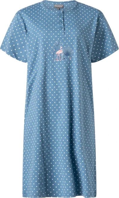 Cocodream dames nachthemd korte mouw - maat M - Tropic flamingo - jeans