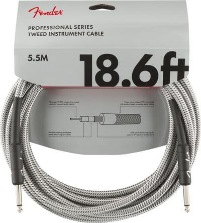 Fender Pro Instrumentenkabel 5,5m Wit Tweed