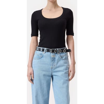Closed Scoopneck Shortsleeve Black Maat: XXS | Longsleeves Outlet | Dames | Zwart