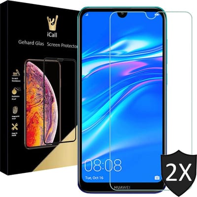 Screenprotector geschikt voor Huawei Y7 2019 - Gehard Glas Beschermglas Tempered Glass Screen Protector - 2 Stuks