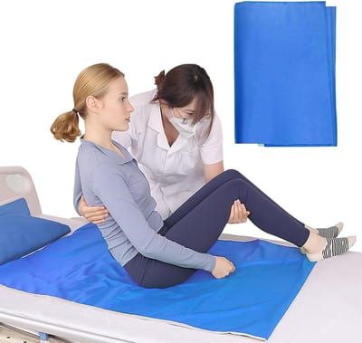 Glijdoek voor bedlegerigen - Transferhulp patiënt - Draaien en verplaatsen - Dubbelzijdige glijcoating - 75 x 115 cm - Blauw