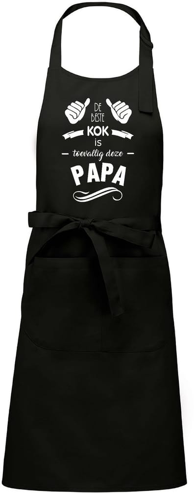 Cadeauschort - Tekstschort - Keukenschort met je naam - BBQ schort - verjaardag - vaderdag - De beste kok is toevallig deze Papa - zwart